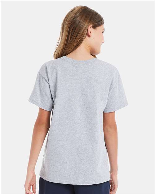 Hanes 5480 Youth Essential-T T-Shirt - Light Steel - model back