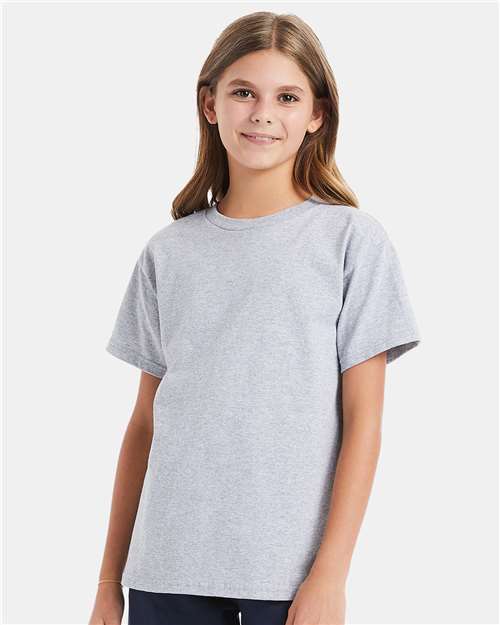 Hanes 5480 Youth Essential-T T-Shirt - Light Steel - model front