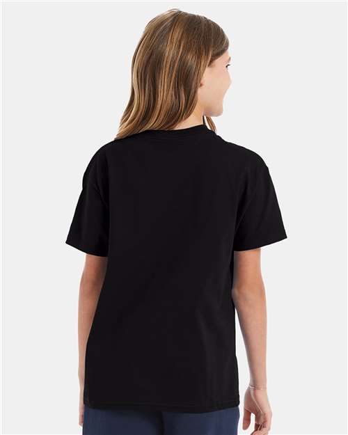 Hanes 5450 Youth Authentic T-Shirt - Black - model back