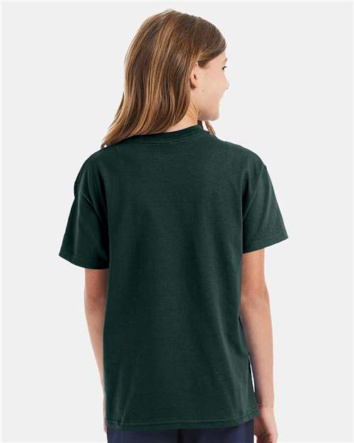 Hanes 5450 Youth Authentic T-Shirt - Deep Forest - model back