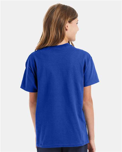 Hanes 5450 Youth Authentic T-Shirt - Deep Royal - model back