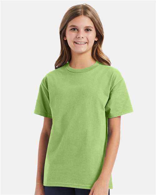 Hanes 5450 Youth Authentic T-Shirt - Lime - model front