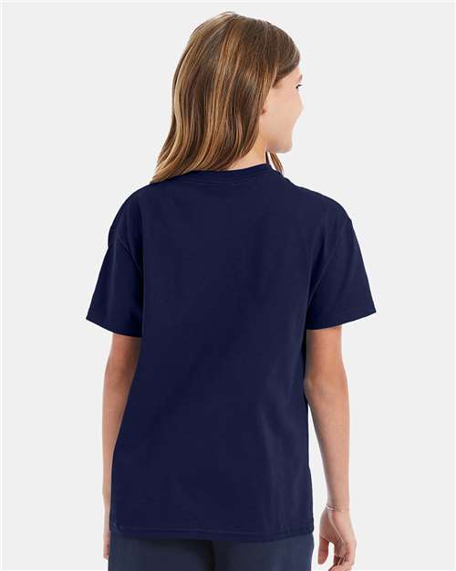 Hanes 5450 Youth Authentic T-Shirt - Navy - model back