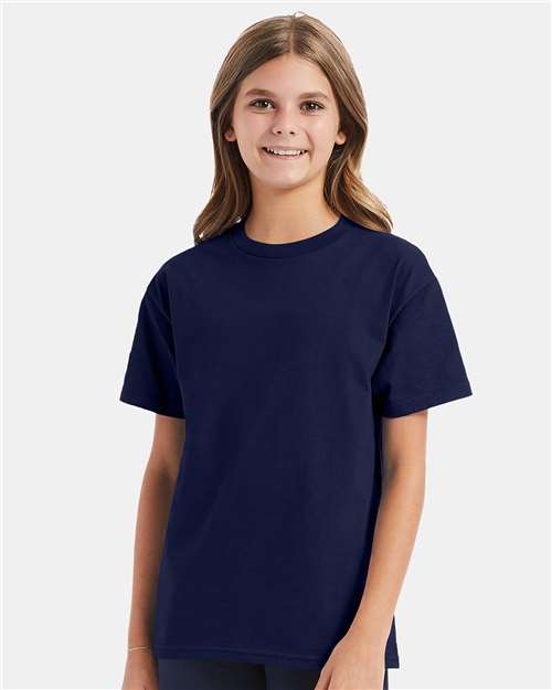 Hanes 5450 Youth Authentic T-Shirt - Navy - model front