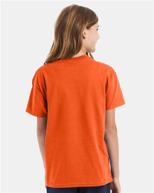Hanes 5450 Youth Authentic T-Shirt - Orange - model back