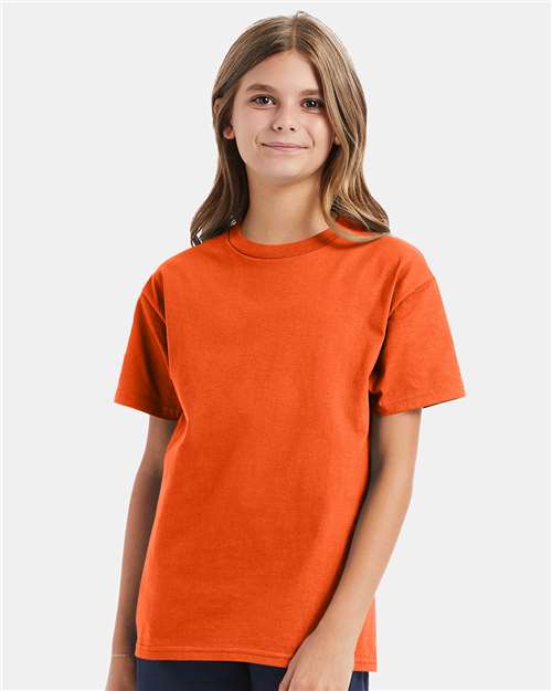 Hanes 5450 Youth Authentic T-Shirt - Orange - model front