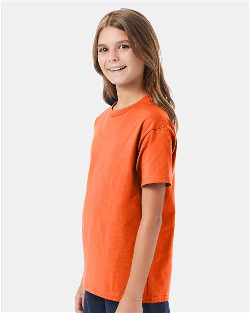 Hanes 5450 Youth Authentic T-Shirt - Orange - model side