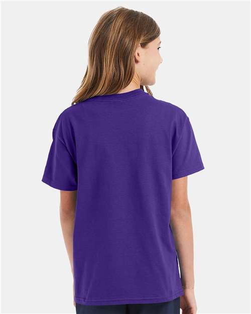 Hanes 5450 Youth Authentic T-Shirt - Purple - model back