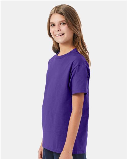 Hanes 5450 Youth Authentic T-Shirt - Purple - model side
