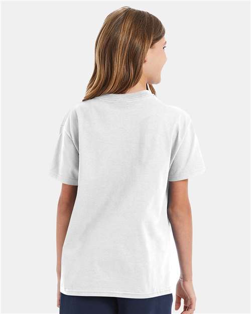 Hanes 5450 Youth Authentic T-Shirt - White - model back