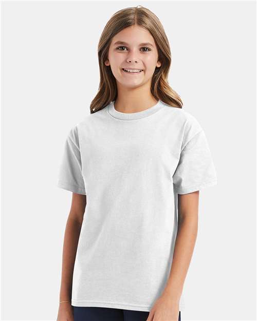 Hanes 5450 Youth Authentic T-Shirt - White - model front