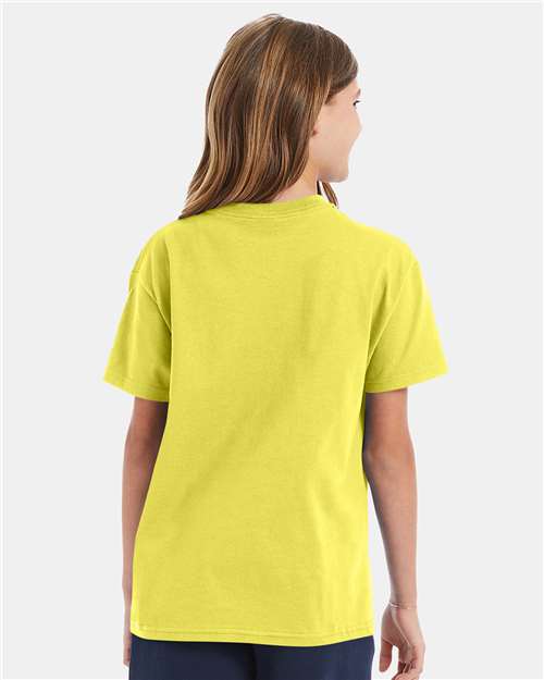 Hanes 5450 Youth Authentic T-Shirt - Yellow - model back