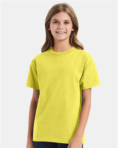 Hanes 5450 Youth Authentic T-Shirt - Yellow - model front