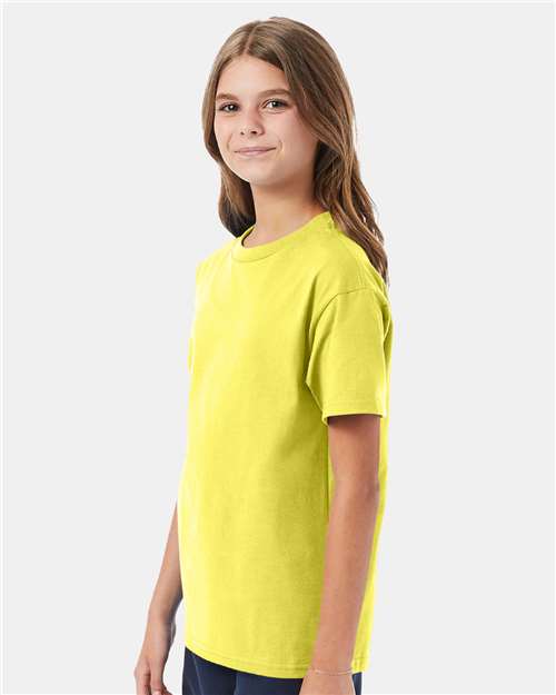 Hanes 5450 Youth Authentic T-Shirt - Yellow - model side