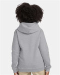Hanes P473 Youth EcoSmart Hooded Sweatshirt - Light Steel - model back
