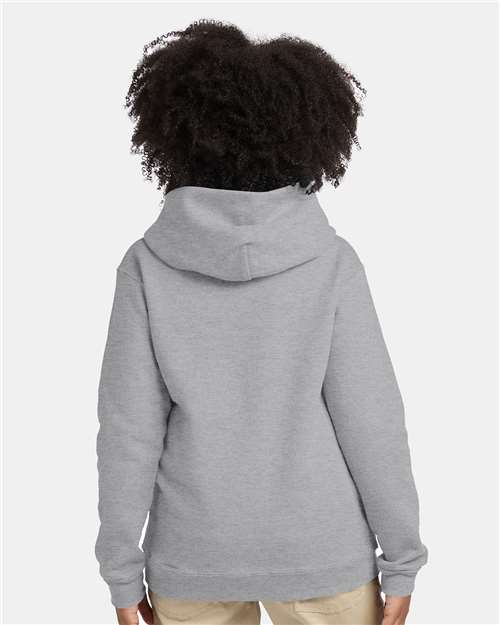Hanes P473 Youth EcoSmart Hooded Sweatshirt - Light Steel - model back