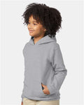 Hanes P473 Youth EcoSmart Hooded Sweatshirt - Light Steel - model side