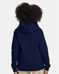 Hanes P473 Youth EcoSmart Hooded Sweatshirt - Navy - model back