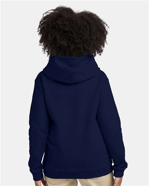 Hanes P473 Youth EcoSmart Hooded Sweatshirt - Navy - model back