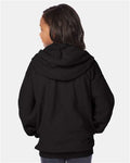 Hanes P480 Youth EcoSmart Full-Zip Hooded Sweatshirt - Black - model back
