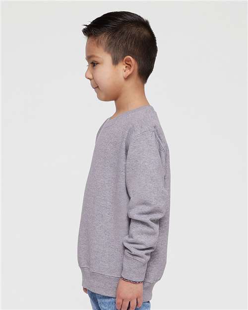 Rabbit Skins 3317 Toddler Fleece Crewneck Sweatshirt - Heather - model side