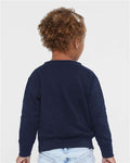 Rabbit Skins 3317 Toddler Fleece Crewneck Sweatshirt - Navy - model back