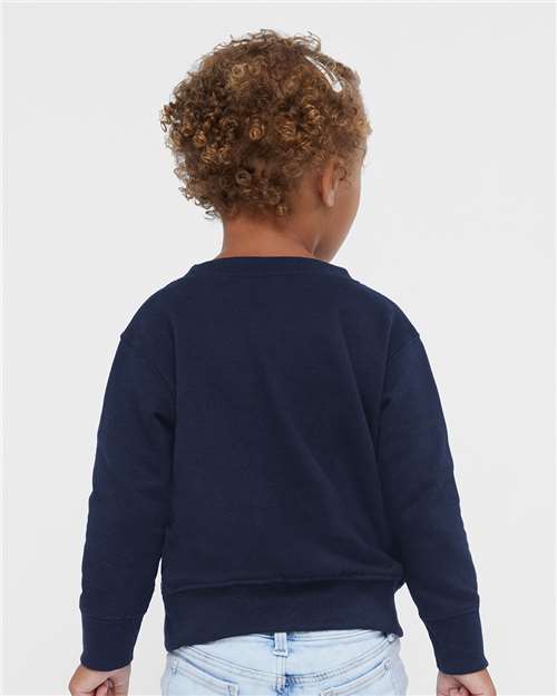 Rabbit Skins 3317 Toddler Fleece Crewneck Sweatshirt - Navy - model back