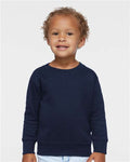 Rabbit Skins 3317 Toddler Fleece Crewneck Sweatshirt - Navy - model front