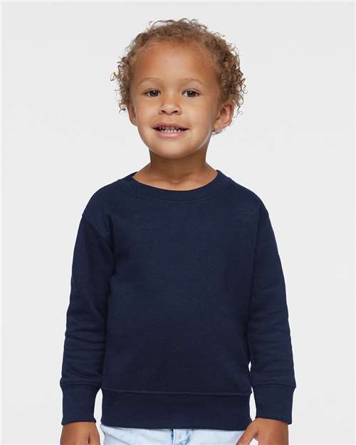 Rabbit Skins 3317 Toddler Fleece Crewneck Sweatshirt - Navy - model front