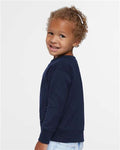 Rabbit Skins 3317 Toddler Fleece Crewneck Sweatshirt - Navy - model side