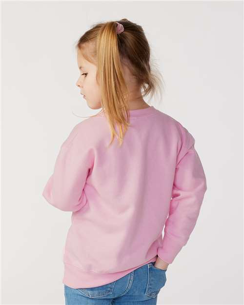 Rabbit Skins 3317 Toddler Fleece Crewneck Sweatshirt - Pink - model back
