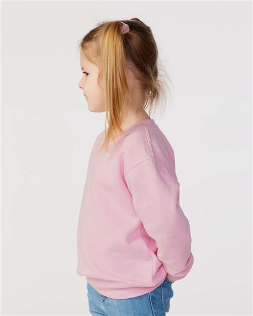 Rabbit Skins 3317 Toddler Fleece Crewneck Sweatshirt - Pink - model side