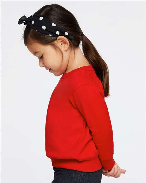 Rabbit Skins 3317 Toddler Fleece Crewneck Sweatshirt - Red - model side