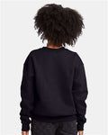 Hanes P360 Youth EcoSmart Crewneck Sweatshirt - Black - model back