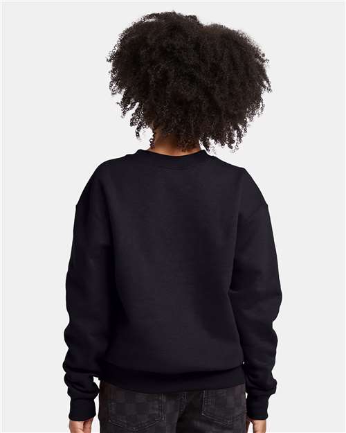 Hanes P360 Youth EcoSmart Crewneck Sweatshirt - Black - model back