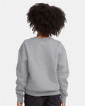 Hanes P360 Youth EcoSmart Crewneck Sweatshirt - Light Steel - model back