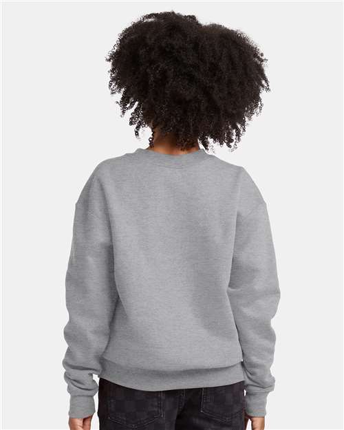 Hanes P360 Youth EcoSmart Crewneck Sweatshirt - Light Steel - model back