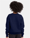 Hanes P360 Youth EcoSmart Crewneck Sweatshirt - Navy - model back