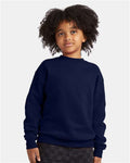 Hanes P360 Youth EcoSmart Crewneck Sweatshirt - Navy - model front