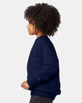 Hanes P360 Youth EcoSmart Crewneck Sweatshirt - Navy - model side