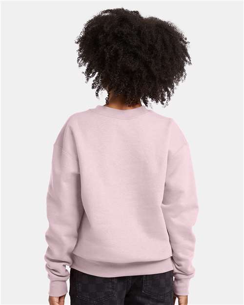Hanes P360 Youth EcoSmart Crewneck Sweatshirt - Pale Pink - model back