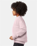 Hanes P360 Youth EcoSmart Crewneck Sweatshirt - Pale Pink - model side