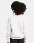 Hanes P360 Youth EcoSmart Crewneck Sweatshirt - White - model back