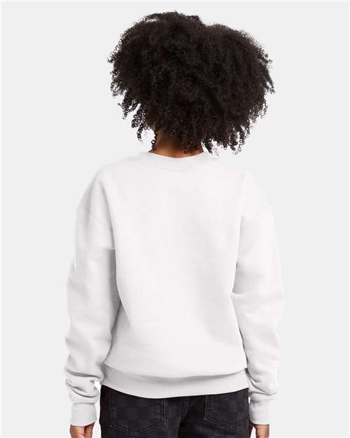 Hanes P360 Youth EcoSmart Crewneck Sweatshirt - White - model back