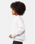 Hanes P360 Youth EcoSmart Crewneck Sweatshirt - White - model side