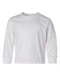 Jerzees 29BLR Youth Dri-Power Long Sleeve 50/50 T-Shirt - White - front