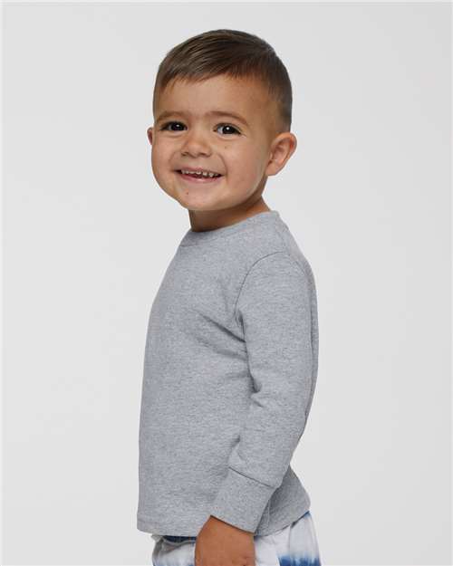 Rabbit Skins 3311 Toddler Cotton Jersey Long Sleeve Tee - Heather - model side