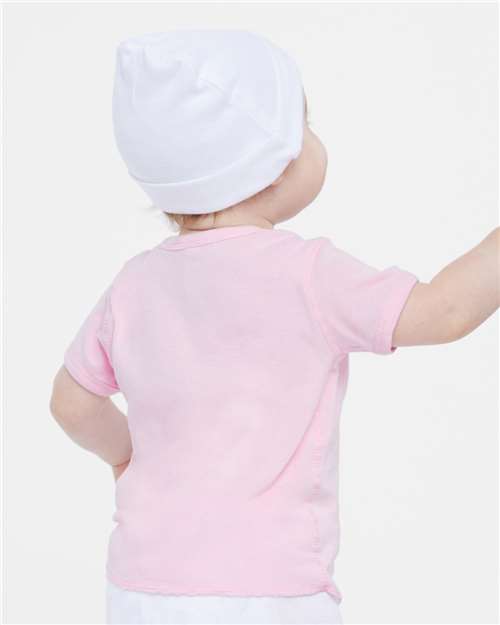 Rabbit Skins 3400 Infant Baby Rib Tee - Pink - model back