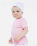 Rabbit Skins 3400 Infant Baby Rib Tee - Pink - model side