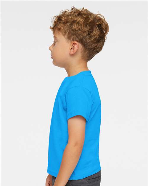Rabbit Skins 3301T Toddler Cotton Jersey Tee - Turquoise - model side